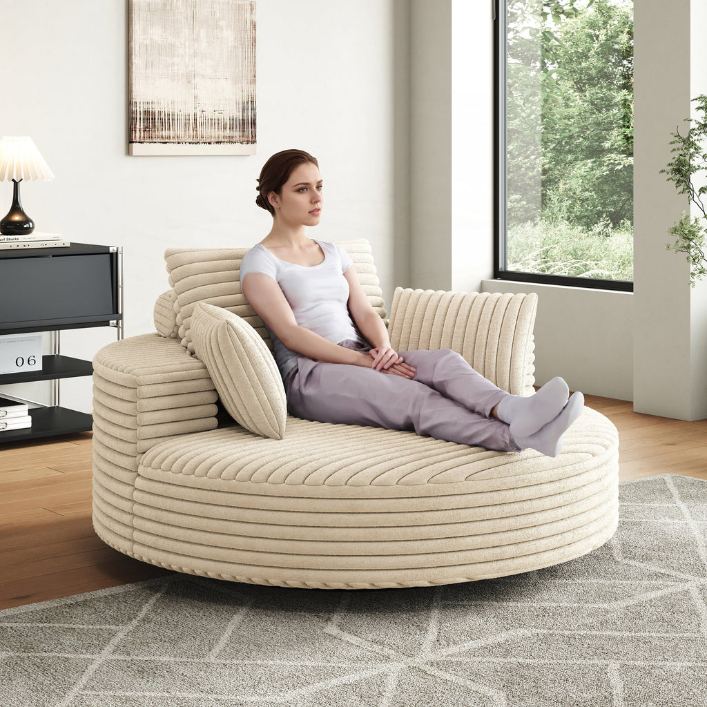 Einzelsessel aus Kord-Chenille-Schaumstoff, drehbar