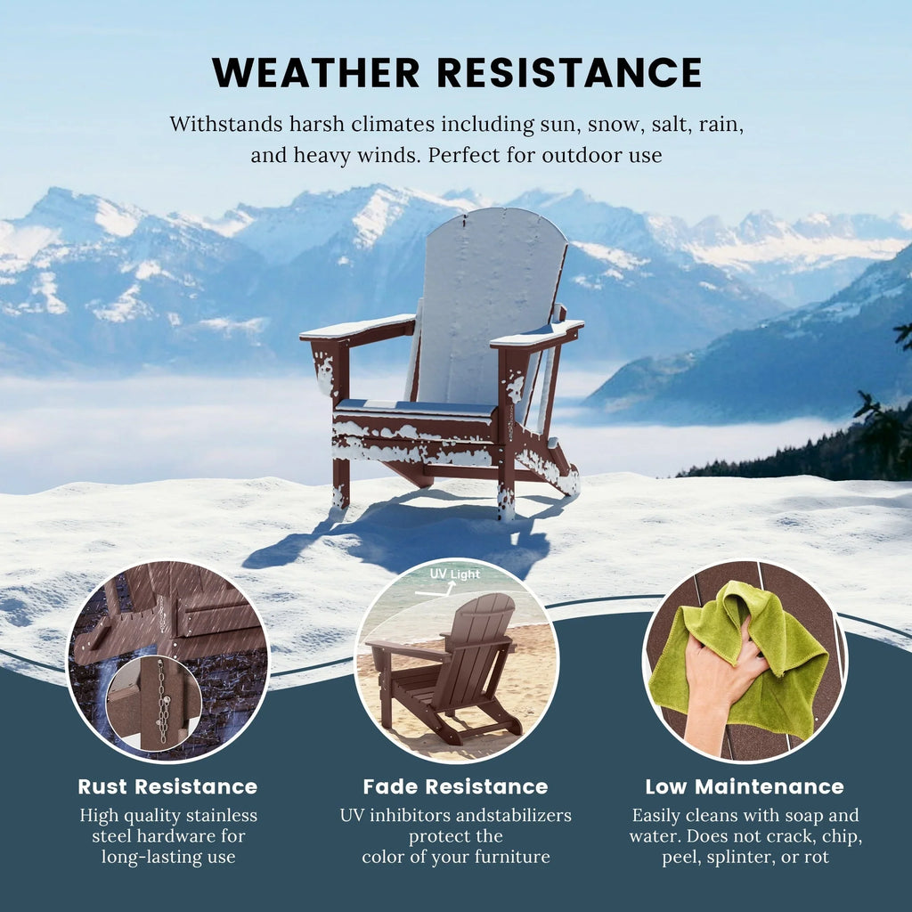 Polytrends Laguna Faltbarer Adirondack-Stuhl für den Außenbereich, wetterfest und lichtbeständig