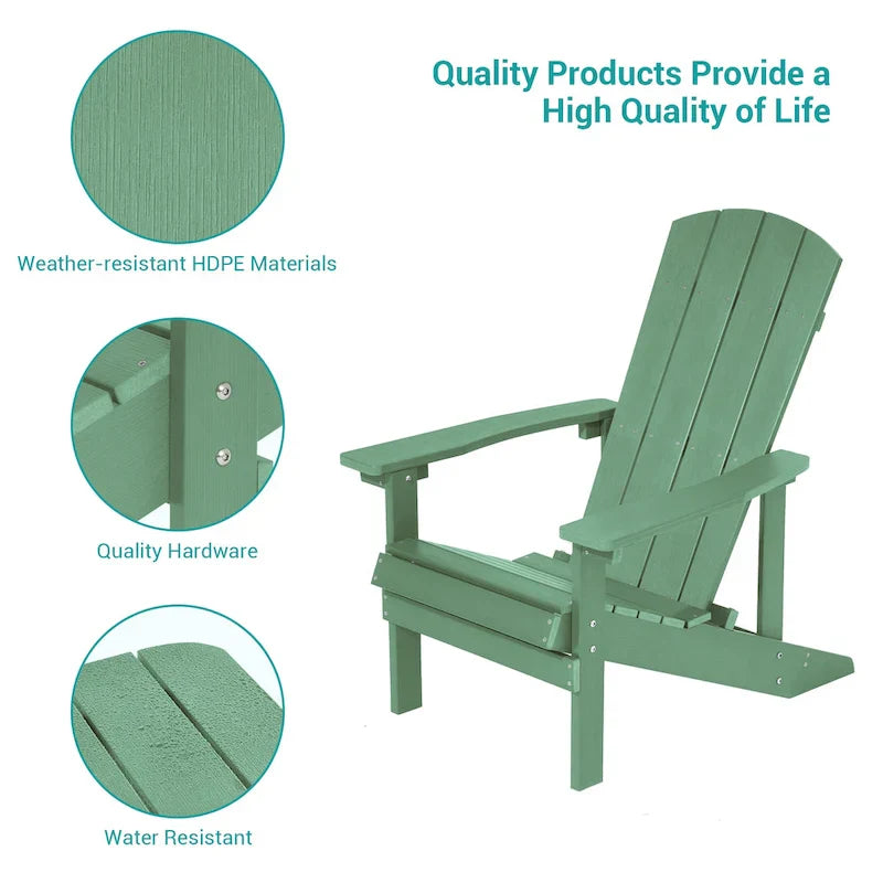 Bonosuki Wetterfeste Outdoor-Adirondack-Stühle aus Holz – 4er-Set