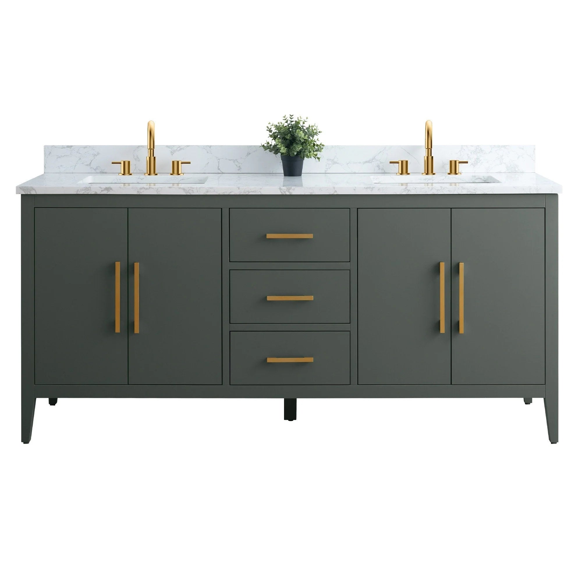 Vanity Art 72 Zoll Badezimmer-Waschtischunterschrank mit Doppelwaschbecken und Kunstmarmorplatte