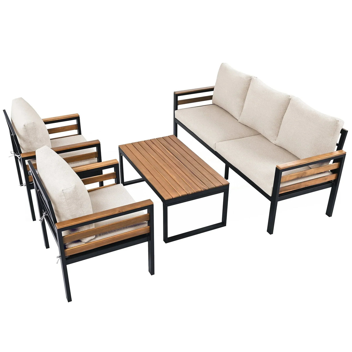 4-teiliges Outdoor-Gartenmöbel-Set mit Sofa
