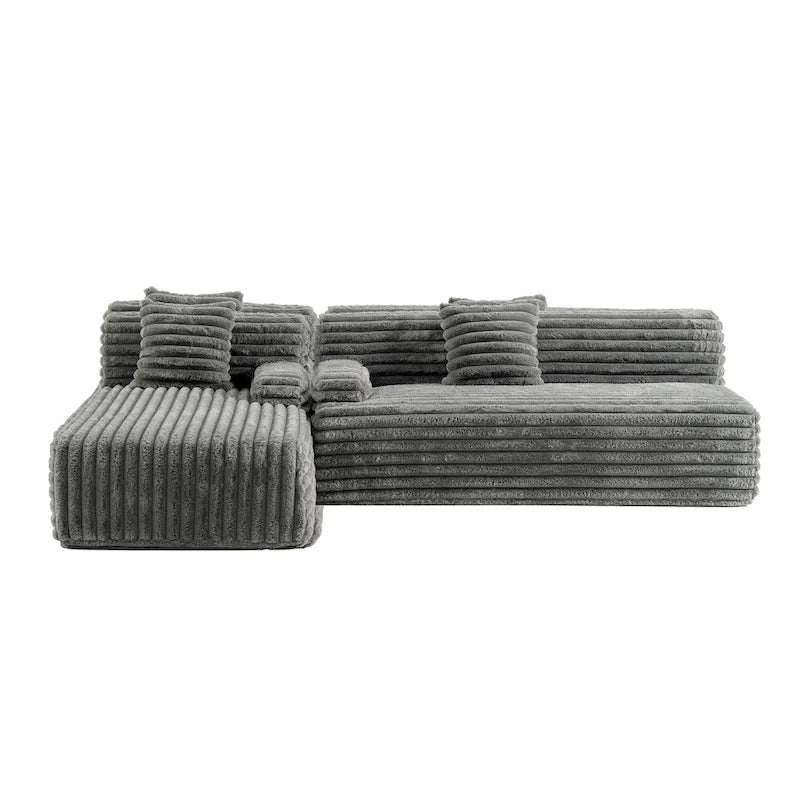 Cloud-Ecksofa, modernes Polstersofa mit 2 Wurfkissen, frei kombinierbares Sofa, modulares L-förmiges Ecksofa