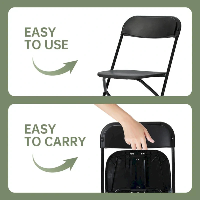 10er-Pack Klappstühle aus Kunststoff, 159 kg Tragkraft, für Veranstaltungen, Büro, Hochzeit, Party, Picknick, Küche, Esszimmer