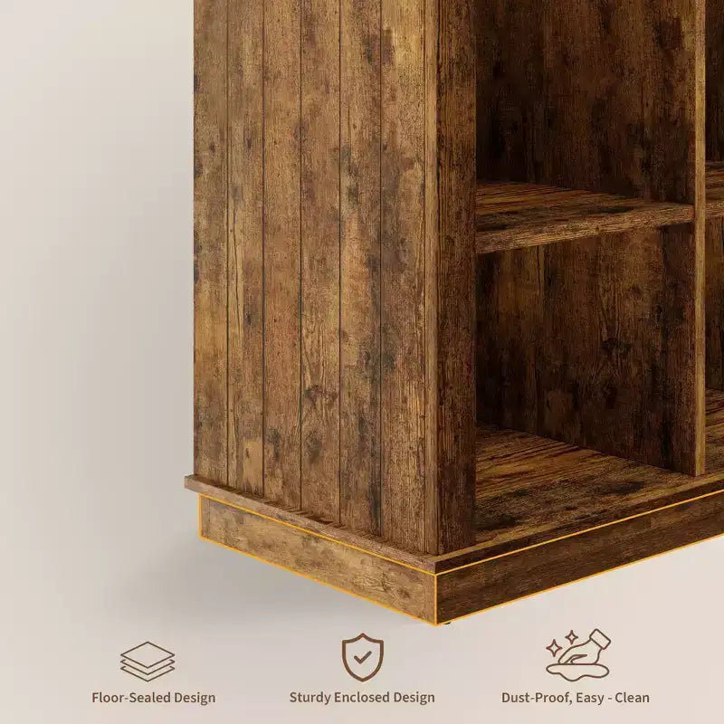 8 Würfelregal, Bücherregal im Landhausstil, 157,5 cm langes Holzregal für den Eingangsbereich, langes, niedriges Bücherregal für das Wohnzimmer