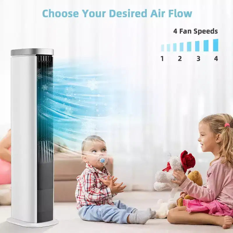 Costway 3-in-1 Tragbarer Verdunstungs-Luftkühler 40'' Turmventilator ohne Rotorblätter mit Zeitschaltuhr