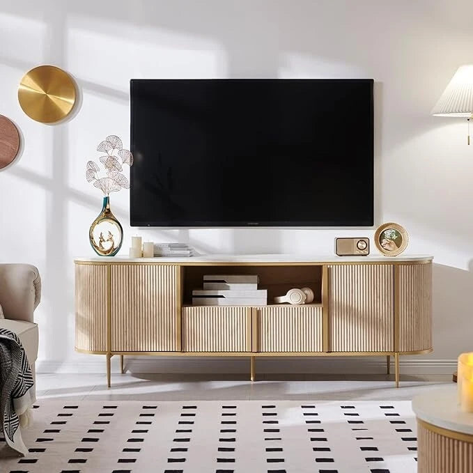 Moderner Luxus-TV-Ständer, Entertainment-Center, mit Kunstmarmorplatte