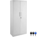 VEVOR Metall-Aufbewahrungsschrank, abschließbarer Stahlschrank mit 2 Magnettüren und 4 verstellbaren Einlegeböden, 180 cm hoher Metallschrank, 90 kg Tragkraft, Weiß
