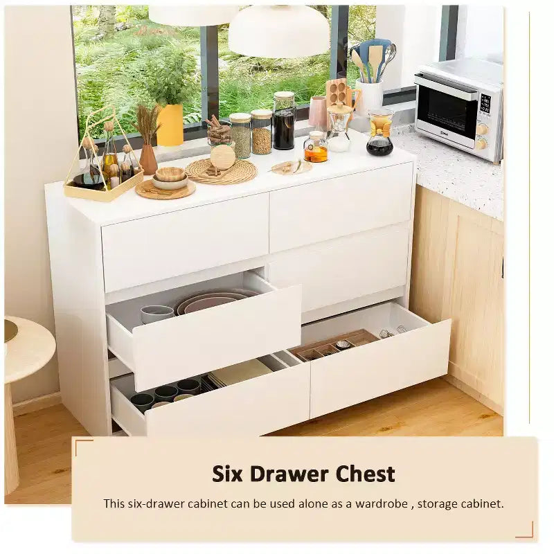 Intelligentes, drehbares/ausziehbares Buffet-Sideboard mit 6 Schubladen, erweiterter Arbeitsplatte, rutschfester Matte, drehbarem Esstisch, Kücheninsel-Vorratskammer