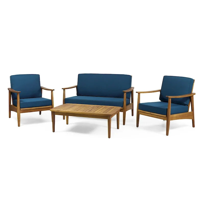 Willowbrook Outdoor Akazienholz 4-Sitzer Lounge-Set von Christopher Knight Home