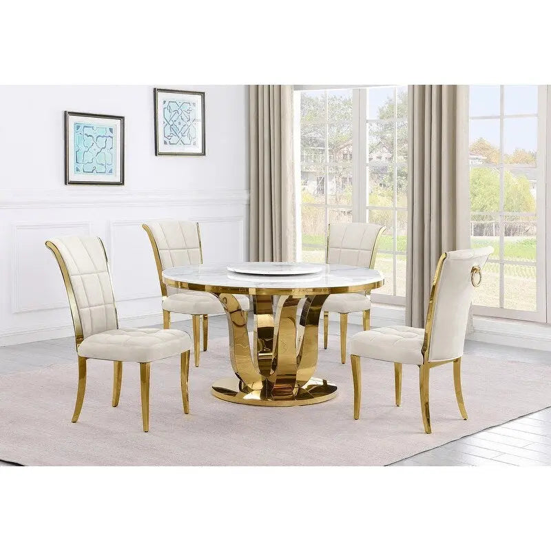 Beste Qualität Möbel D325-SC324-7 5-teiliges rundes Esszimmer-Set