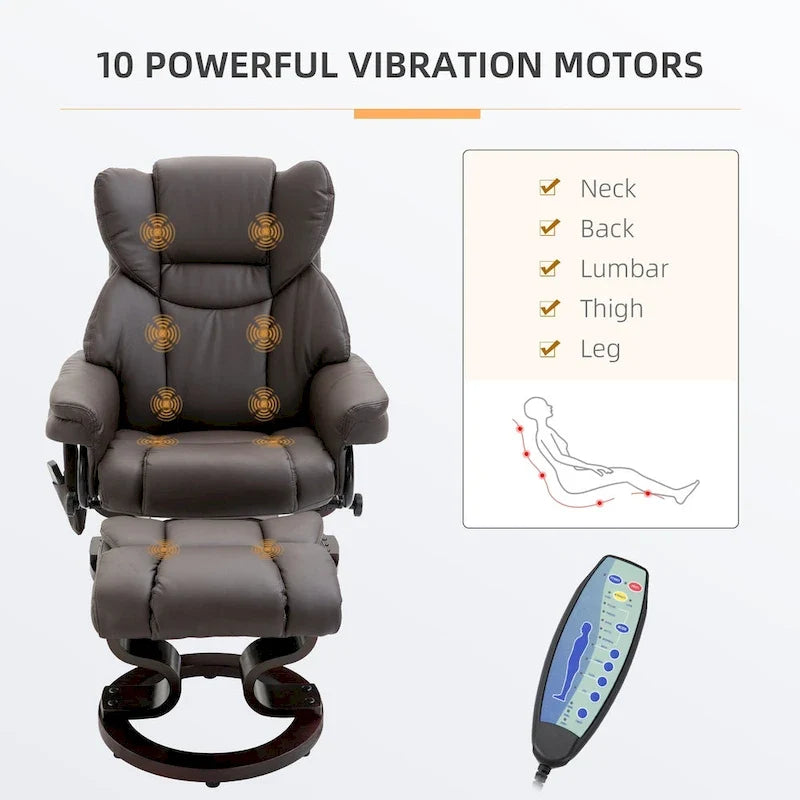 HOMCOM Massage-Liegesessel mit Hocker