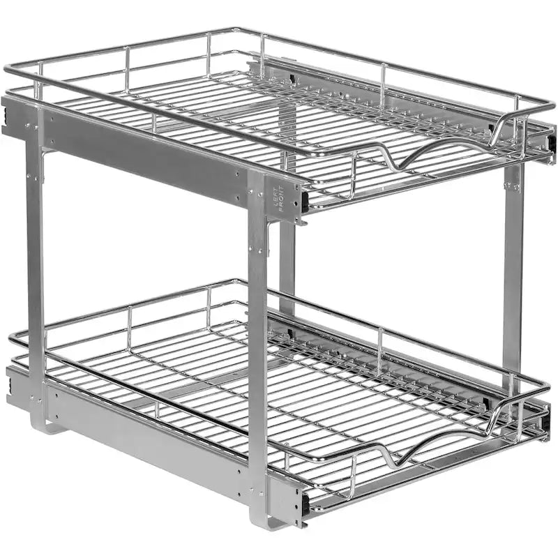 Auszugschrank-Organizer, 2 Etagen, strapazierfähiges Metall mit lebenslanger eingeschränkter Garantie – Rostfreies Chrom-Finish
