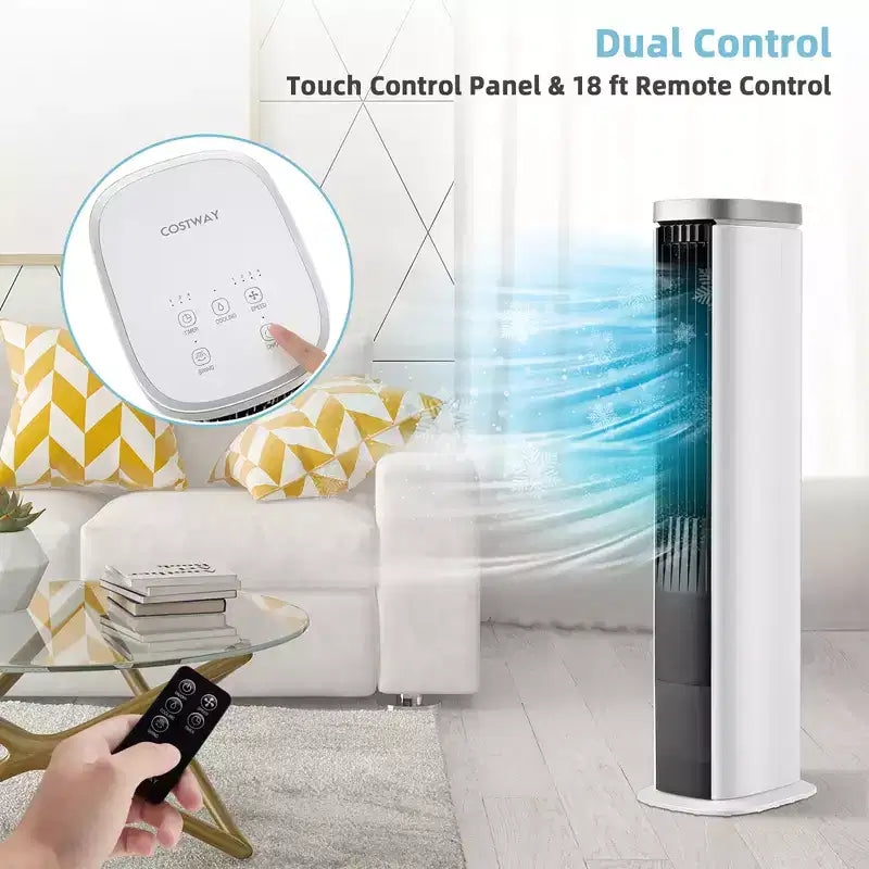 Costway 3-in-1 Tragbarer Verdunstungs-Luftkühler 40'' Turmventilator ohne Rotorblätter mit Zeitschaltuhr