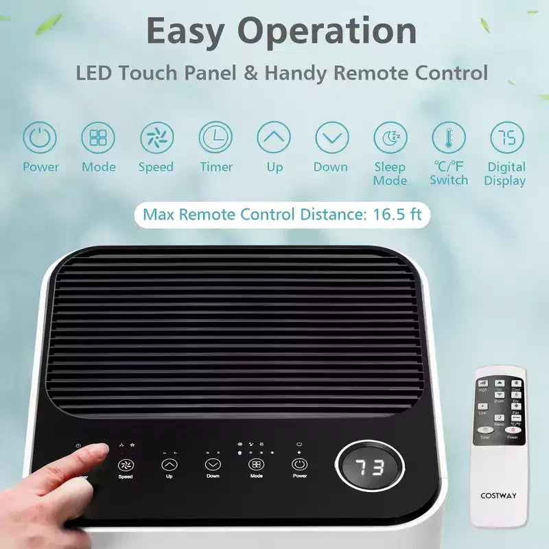 Costway 8000 BTU Mobile Klimaanlage 3-in-1 Luftkühler mit Ventilator Entfeuchten Schlafmodus
