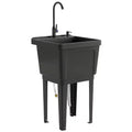 Tragbarer Spülbecken Waschtrog, Freistehendes Waschbecken mit Wasserhahn Seifenspender Schläuchen