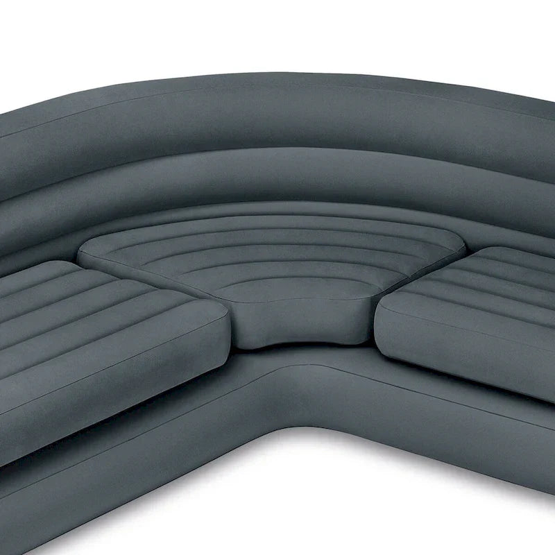 Intex Ecksofa L-förmige aufblasbare Lounge-Couch mit Getränkehaltern, Grau (2er Pack) - 26