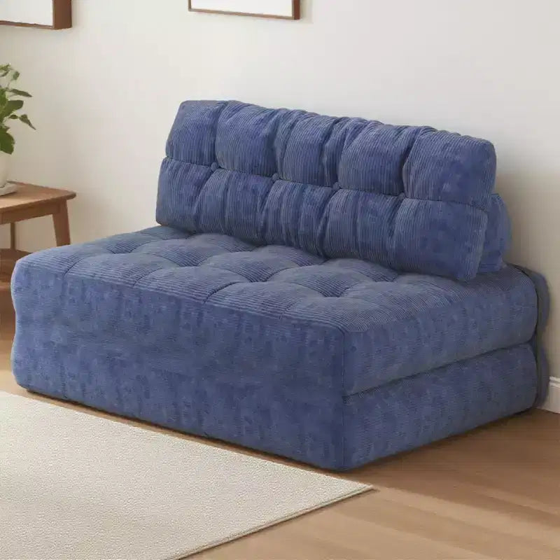 Klappbares Cord-Schlafsofa Futon, wandelbarer Bodenschlafsessel mit Kissen & Rückenlehne