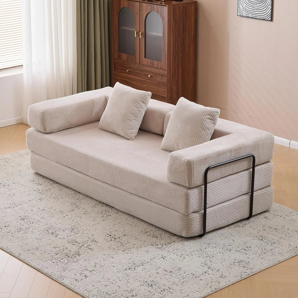 Umwandelbares Bodenschlafsofa mit Rückenkissen, Chenille-Gewebe für Wohnzimmer Schlafzimmer