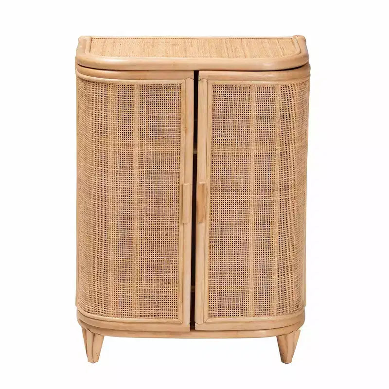 bali & pari Yanka Rattan-Schrank Natur: Handgefertigt, 2 Regalböden, Boho-Design