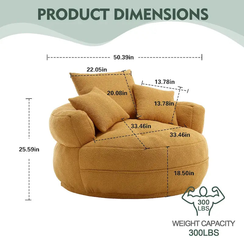 Rundes Lazy Sofa – Weiß/Blau/Grau/Gelb/Orange/Rosenrot/Marineblau/Grün, Einzel- und Doppel-Sitz