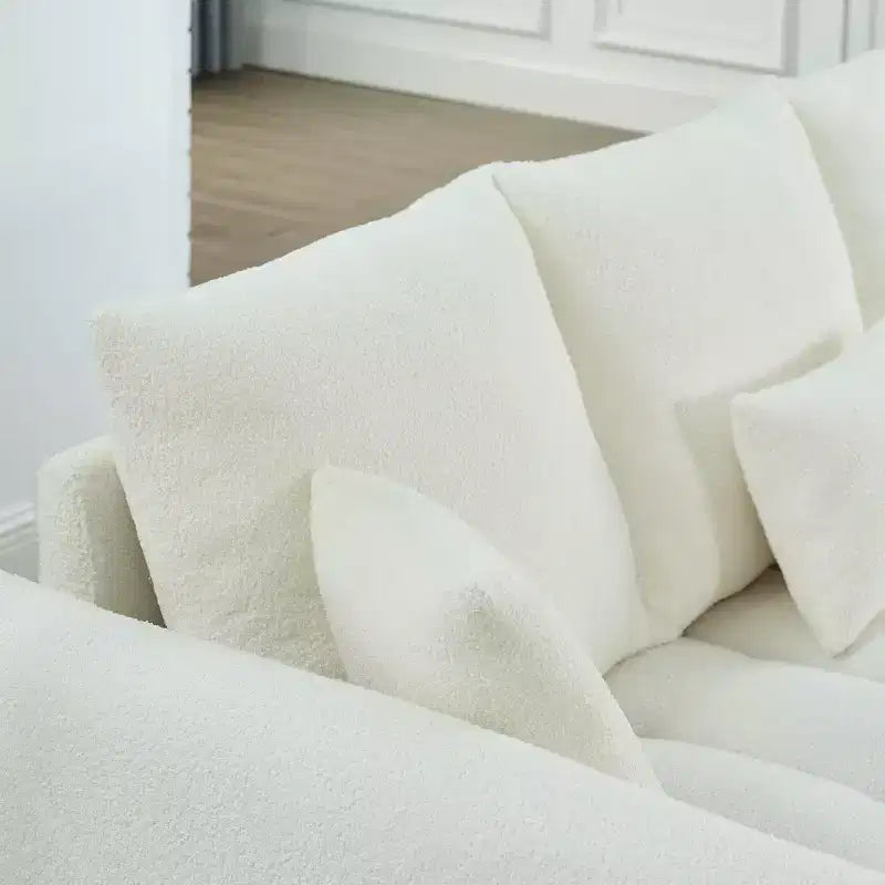 GDFStudio Alanna 79,5 Modernes 3-Sitzer-Sofa mit Teddyfell-Bezug und Kissen