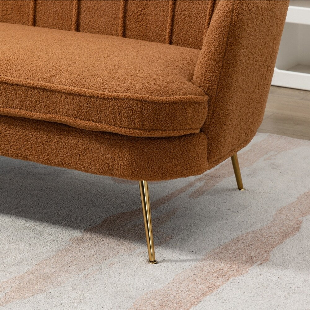 Kleines Mini-Zimmer-Sofa Zweisitzer mit Goldmetallfüßen - 2 Sitzer