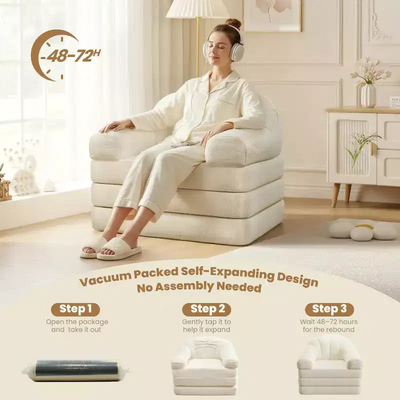 Yaheetech 2-in-1 Klappbares Schlafsofa, Klappsessel für Wohnzimmer, Schlafzimmer