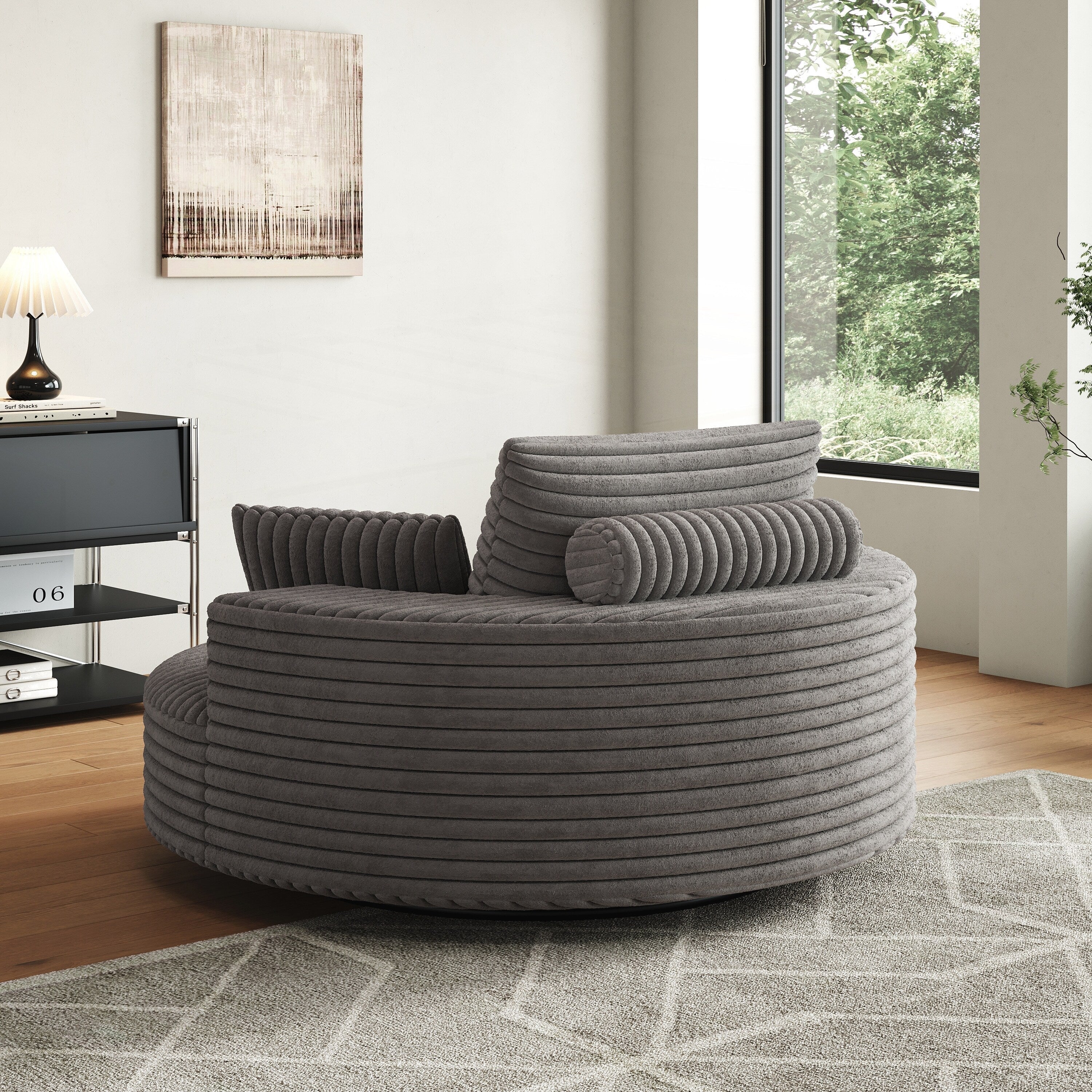 Einzelsessel aus Kord-Chenille-Schaumstoff, drehbar