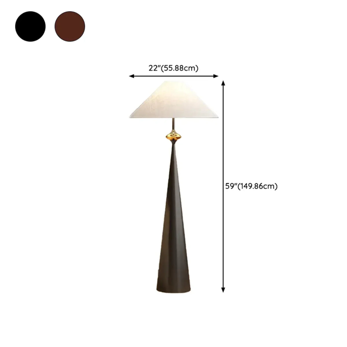 Moderne Stehleuchte aus Metall mit Stoffschirm