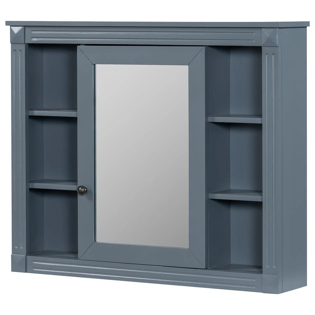 Moderner 36'' Badschrank mit Aufsatzwaschbecken und Spiegelschrank, 2 Türen und 2 Schubladen