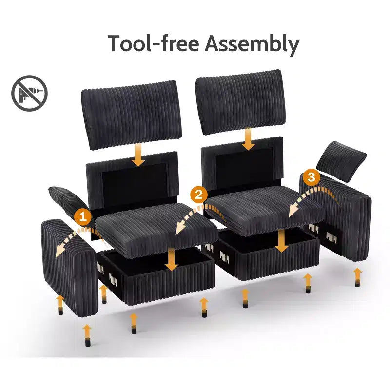 Dyonery Modulares Cord-Ecksofa mit waschbaren Bezügen