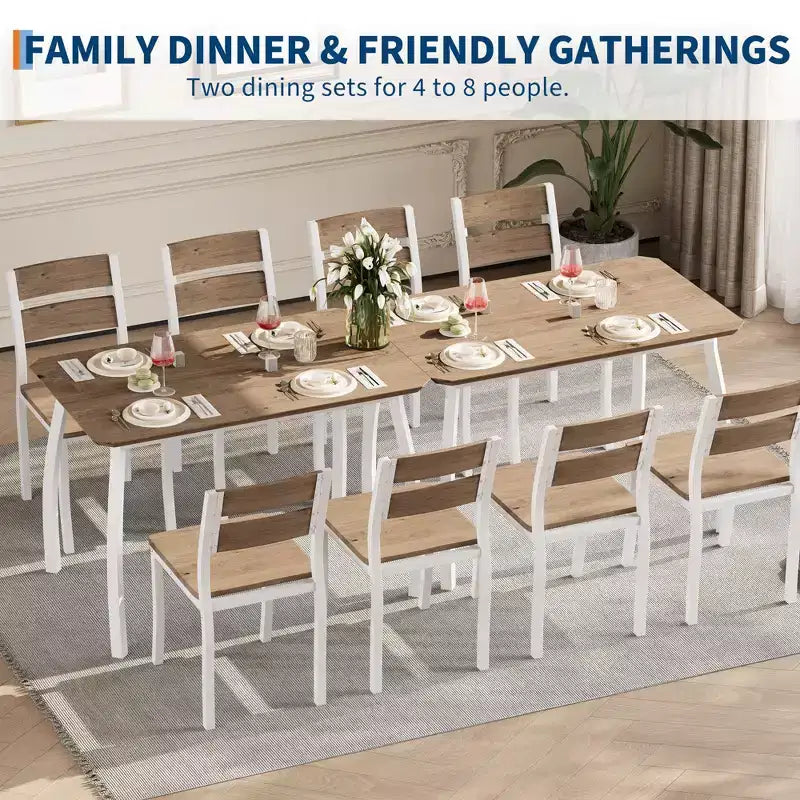 5-teiliges Küchen-Tisch- und Stuhlset mit Metallrahmen und abgeschrägtem Design