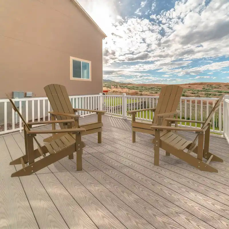 Bonosuki Wetterfeste Outdoor-Adirondack-Stühle aus Holz – 4er-Set