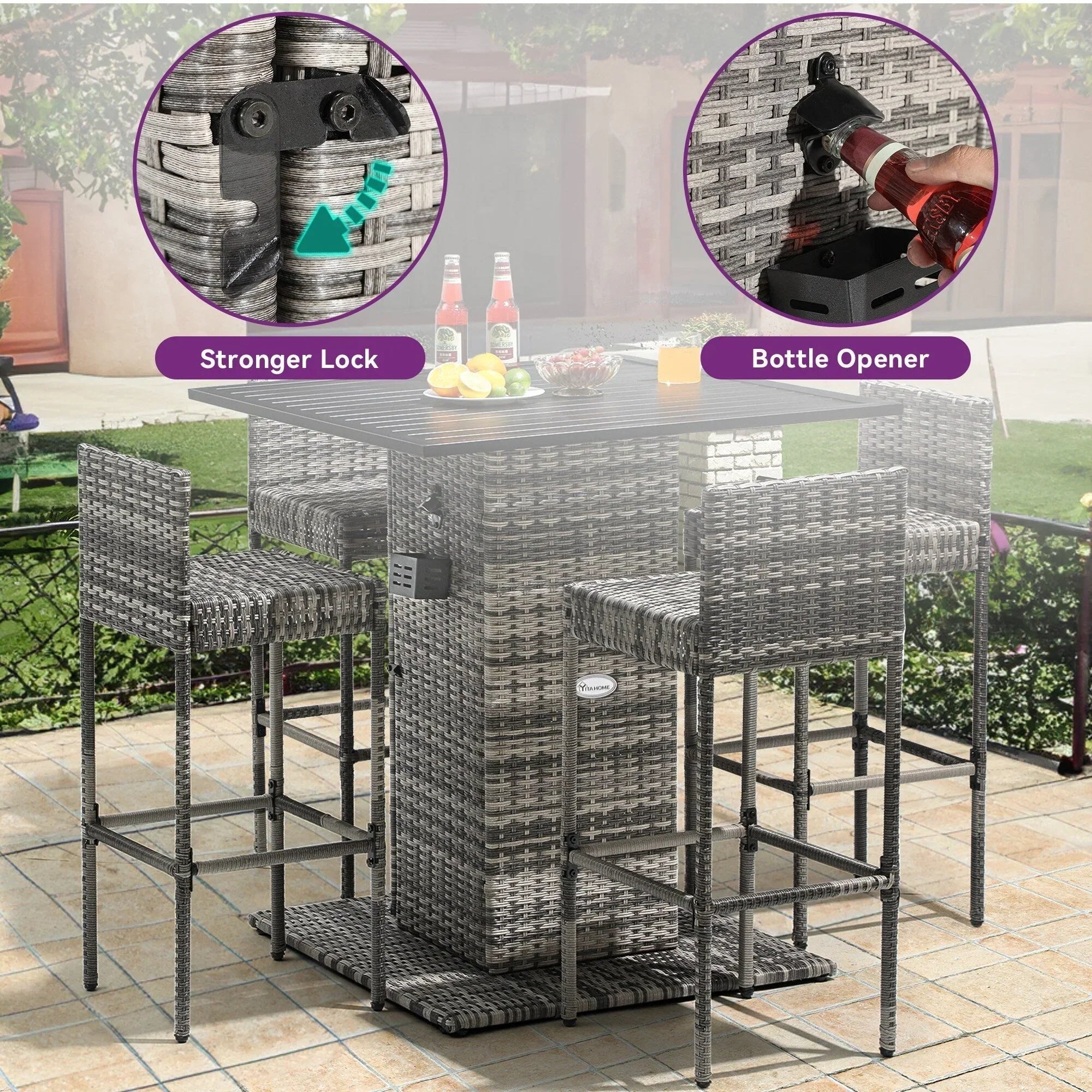 Moasis 5-teiliges Outdoor-Möbel-Set aus Polyrattan – 5-teilig