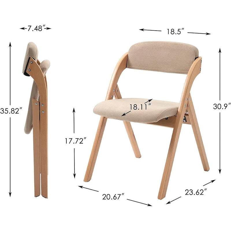 Stapelbare Esszimmer-Klappstühle aus Holz mit gepolsterten Sitzen (4er-Set)