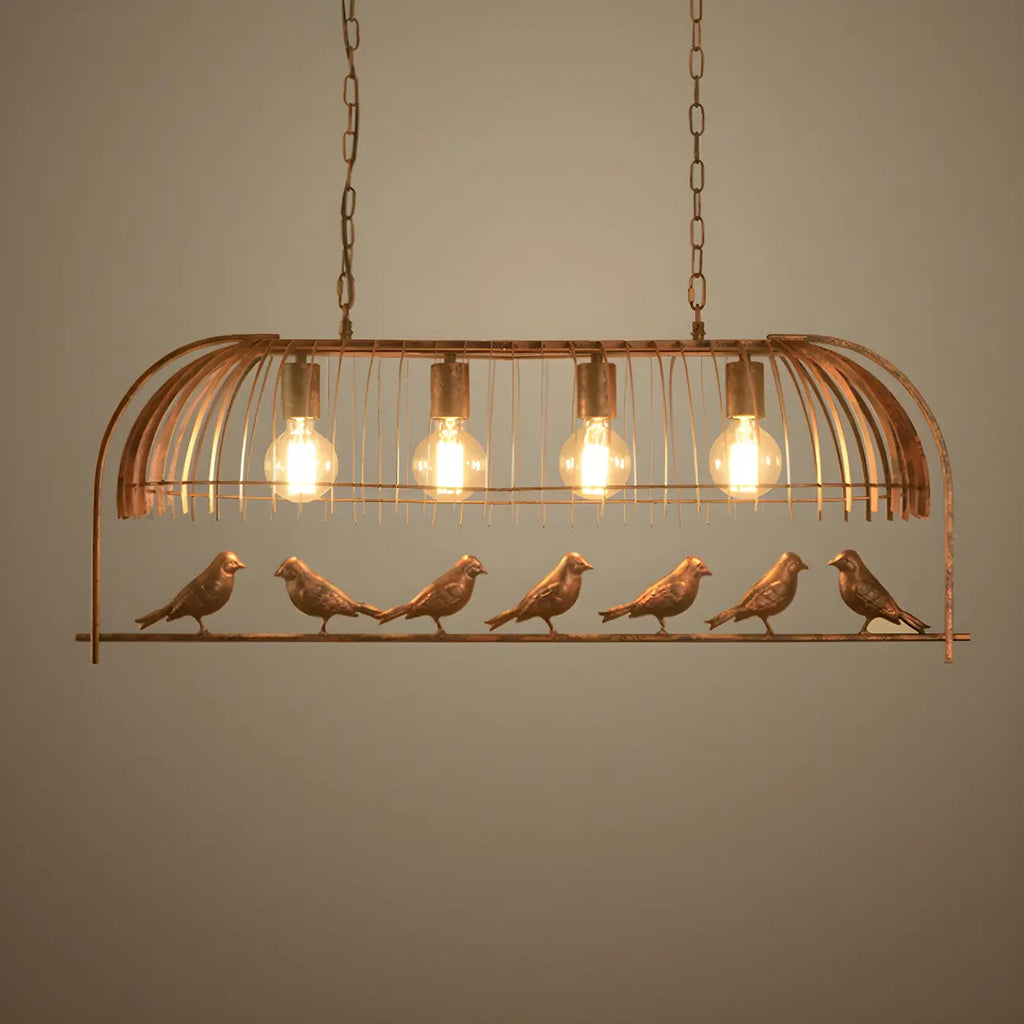Pendelleuchte im Industriedesign mit Vogelkäfig für die Küche