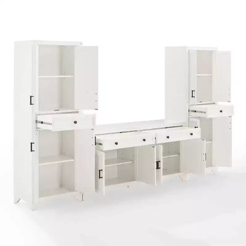 3-teiliges Tara Sideboard- und Vorratsschrank-Set im Used-Look - Crosley