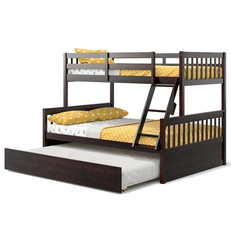 Gymax Etagenbett Twin über Full mit Twin-Ausziehbett, umwandelbar zur Plattform