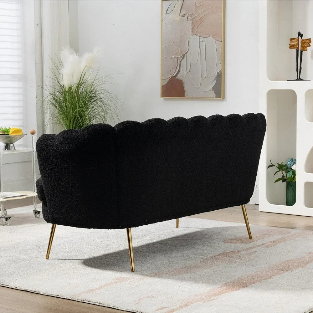 Kleines Mini-Zimmer-Sofa Zweisitzer mit Goldmetallfüßen - 2 Sitzer