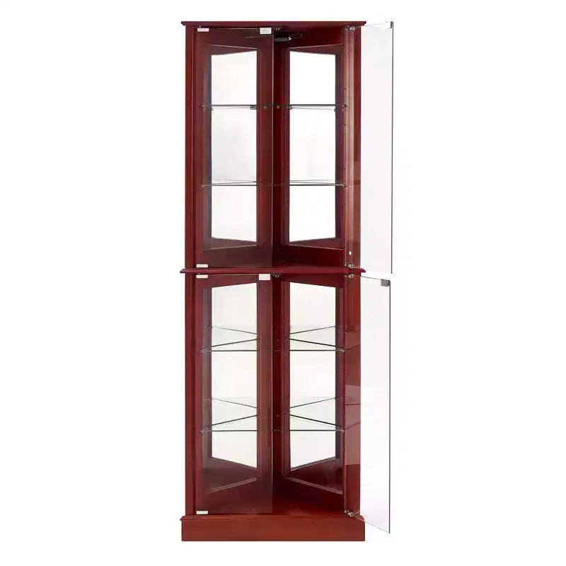 Eck-Vitrinenschrank, Kirsche/Nussbaum, 4-türige Glasvitrine