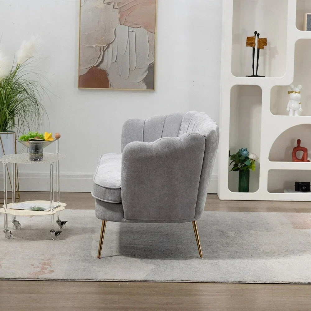 Kleines Mini-Zimmer-Sofa Zweisitzer mit Goldmetallfüßen - 2 Sitzer