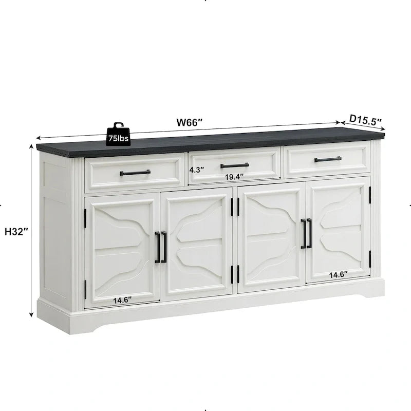 Buffetschrank Landhausstil, Kaffeebar Weinbar für Esszimmer - N/A