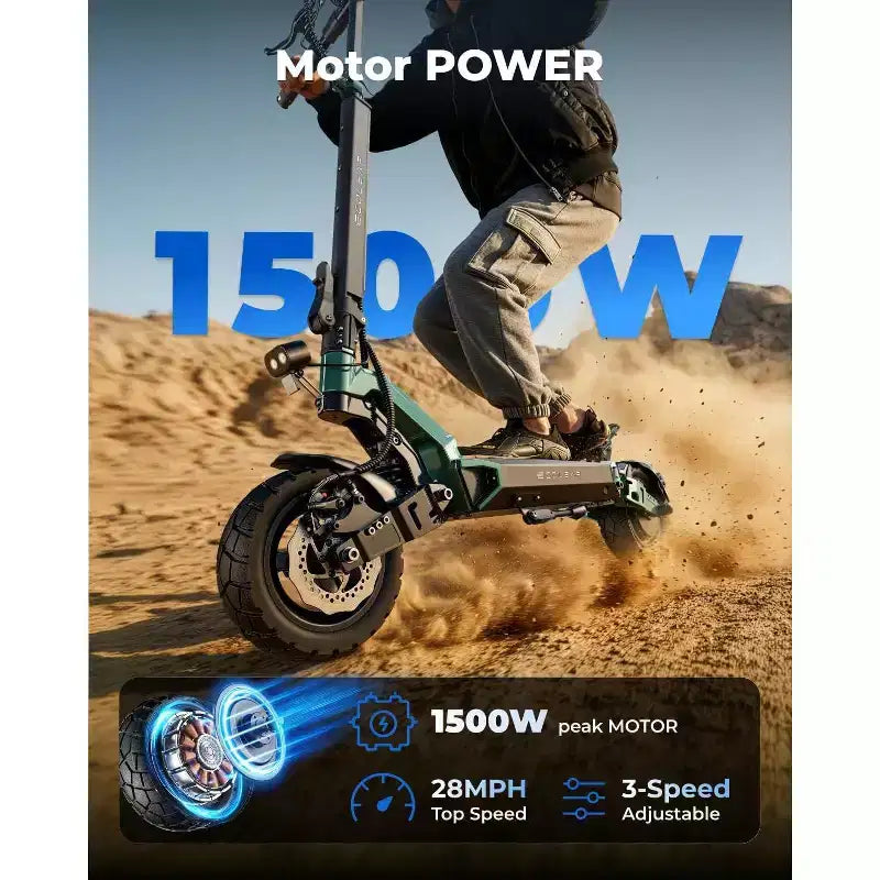 ECOLEAP L7 Elektroroller für Erwachsene, 1500W Spitzenmotor, 45 km/h, 80 km Reichweite, Dual-Federung, Scheibenbremsen vorne und hinten, UL