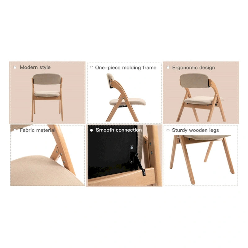 Stapelbare Esszimmer-Klappstühle aus Holz mit gepolsterten Sitzen (4er-Set)