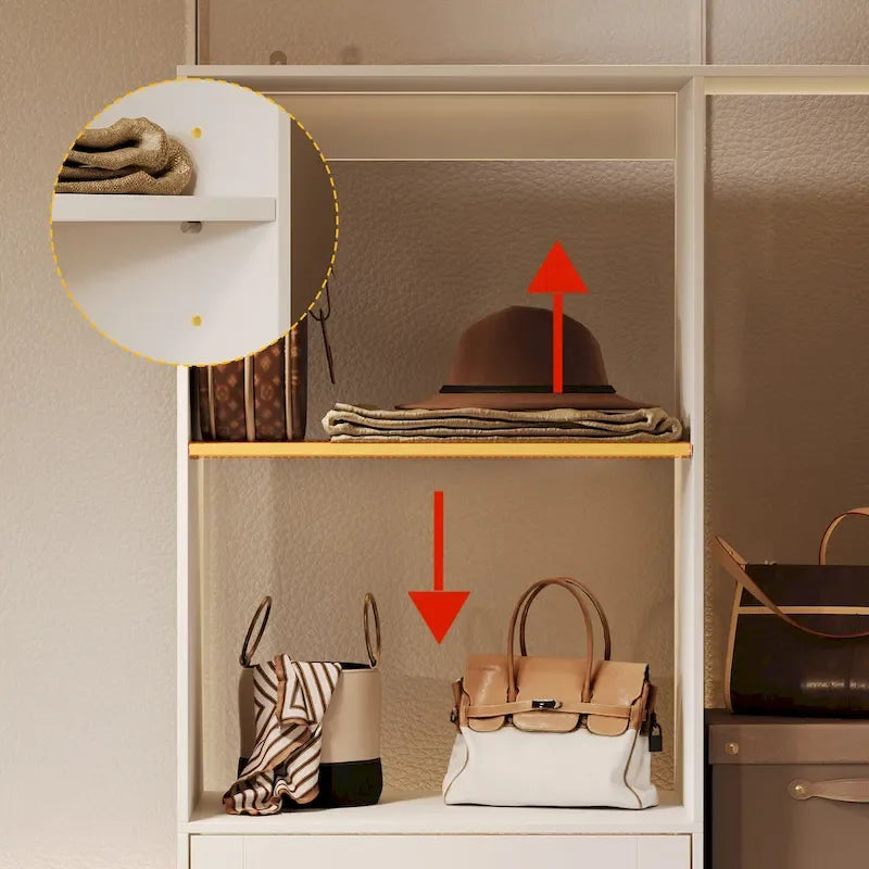 Eckkleiderschrank mit 2 Kleiderstangen, Hosenhalter und Schuhaufbewahrung