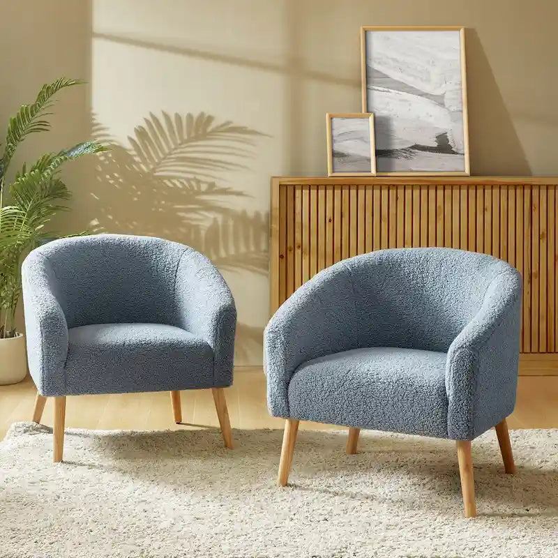 Sheila Moderner 30 W Bouclé-Sessel mit Massivholzbeinen, 2er-Set von HULALA HOME