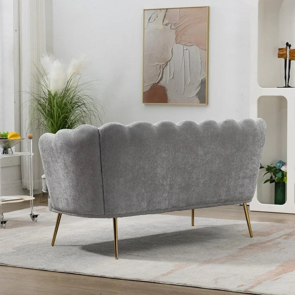 Kleines Mini-Zimmer-Sofa Zweisitzer mit Goldmetallfüßen - 2 Sitzer