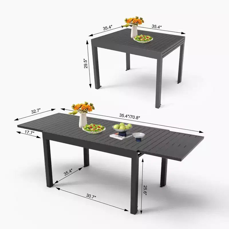 Okak Esstisch Aluminium ausziehbarer Terrassentisch Esstisch Küchentisch für das Esszimmer
