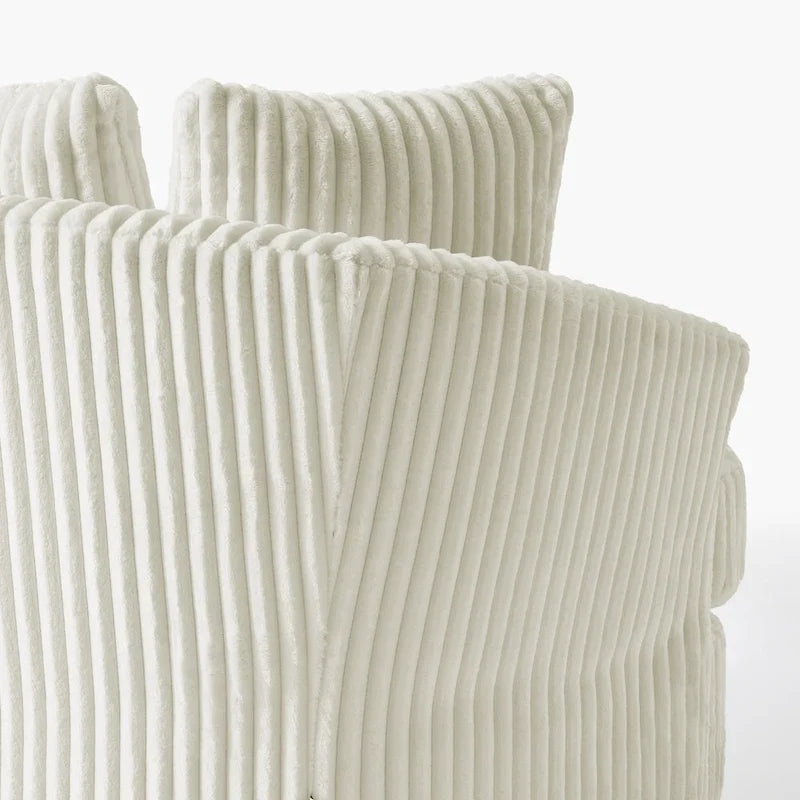 2er-Set übergroßer 43 W Plüsch-Cord-Drehsessel mit Kissen