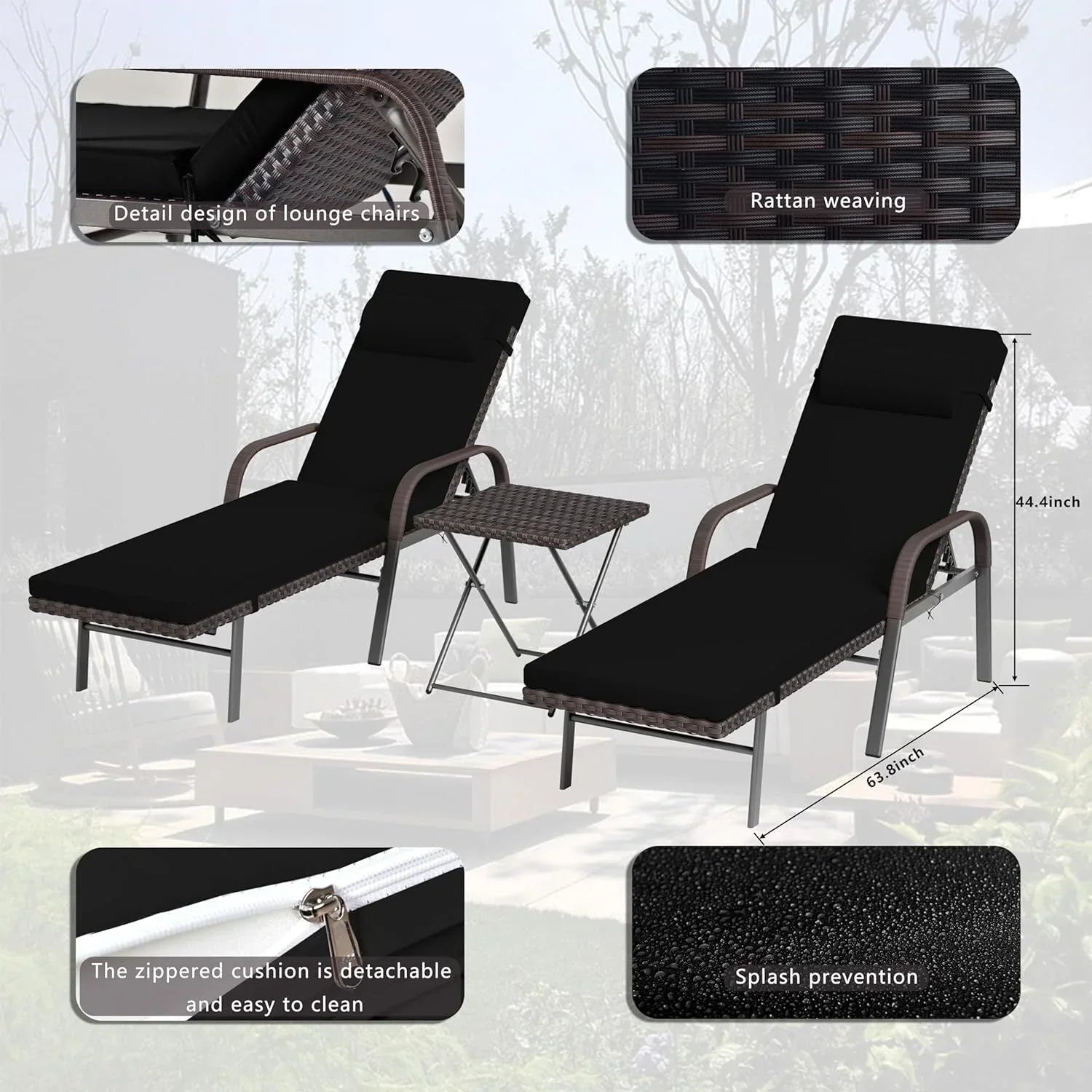 Kullavik 3-teiliges Outdoor-Loungemöbel-Set